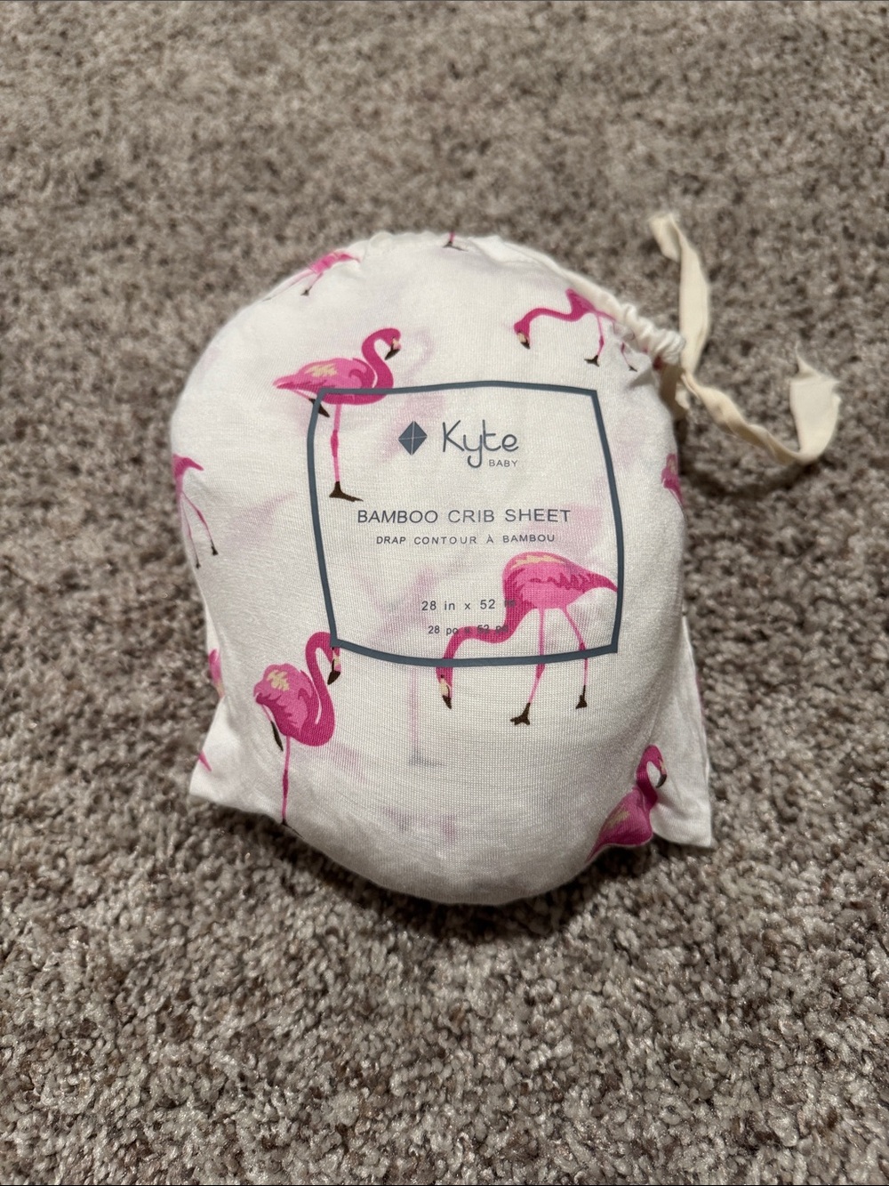 Kyte BABY Bamboo Crib Sheet - White with Pink Flamingos